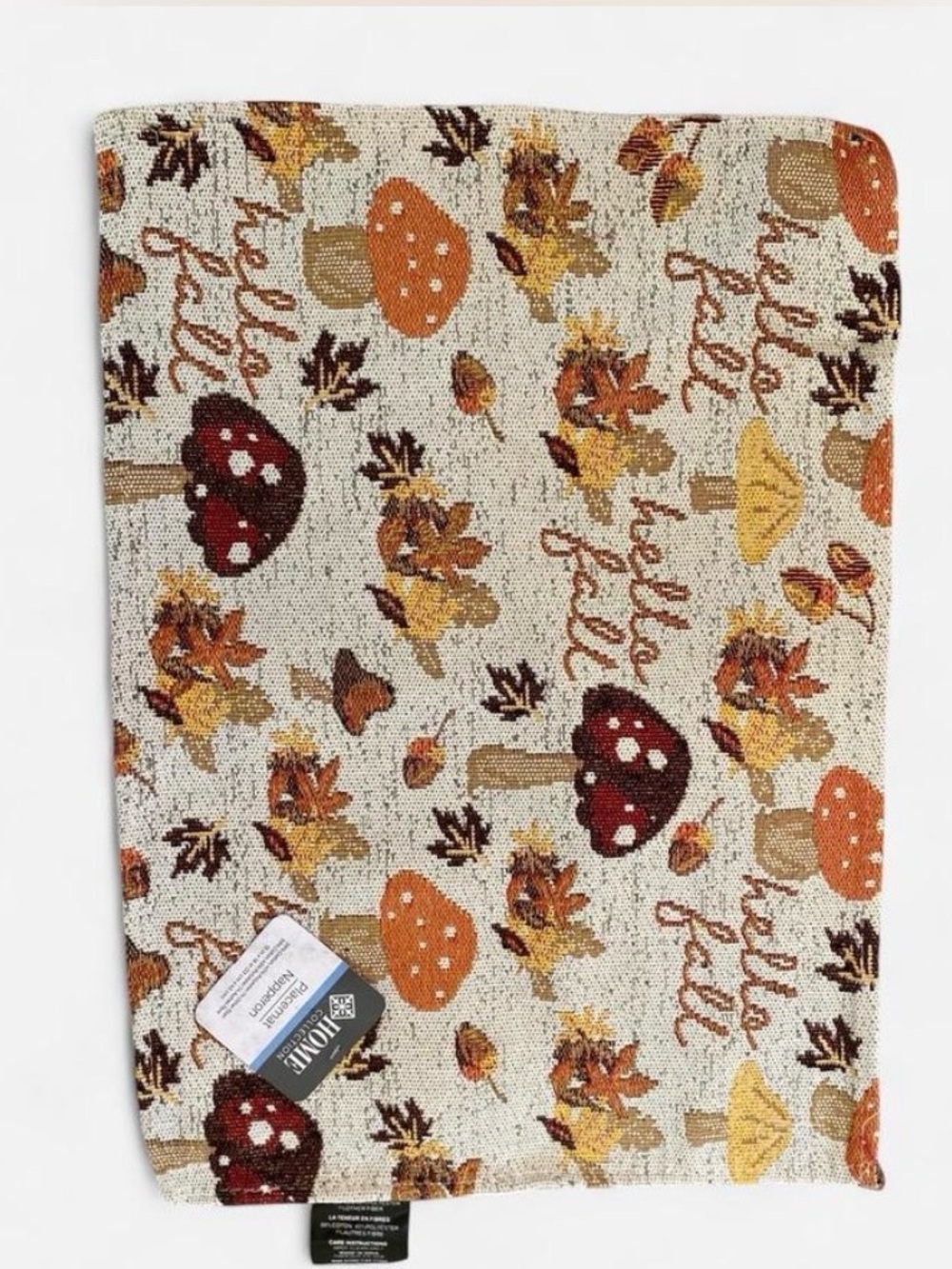 Home Collection Beige Autumn Mushroom Bib with Orange and Red Accents